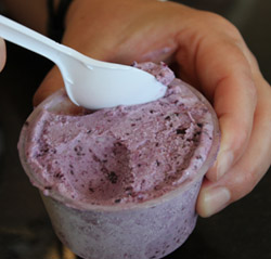 container of blueberry lemon and thyme graham cracker ice cream from Cherry and Bark 